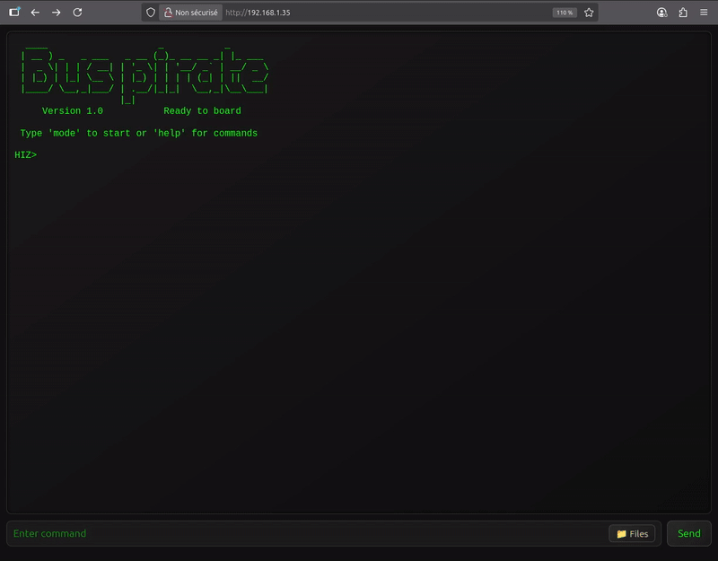 Demo showing the different mode of the ESP32 Bus Pirate firmware